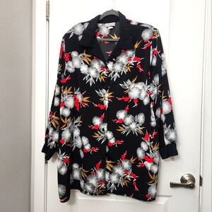 5/$30 Vintage Floral Black Button-Up Blouse Size 24T
